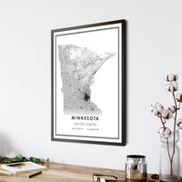 Minnesota, United States Modern Style Map Print