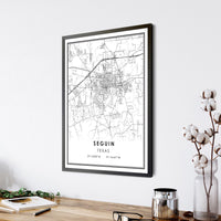 Seguin, Texas Modern Map Print 