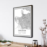 Vancouver, British Columbia Modern Style Map Print 