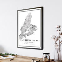 
              Cape Breton Island, Nova Scotia Modern Style Map Print
            