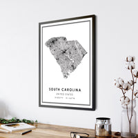 South Carolina, United States Modern Style Map Print 