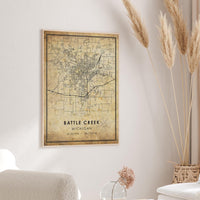 
              Battle Creek, Michigan Vintage Style Map Print 
            