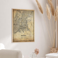 
              Bronx, New York Vintage Style Map Print 
            