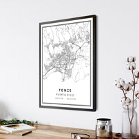 Ponce, Puerto Rico Modern Style Map Print 