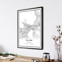 Tallinn, Estonia Modern Style Map Print 