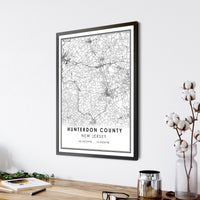 
              Hunterdon County, New Jersey Modern Map Print 
            