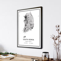 
              South Korea, East Asia Modern Style Map Print 
            