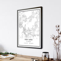 Fox Lake, Illinois Modern Map Print 