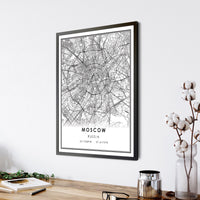 
              Moscow, Russia Modern Style Map Print 
            