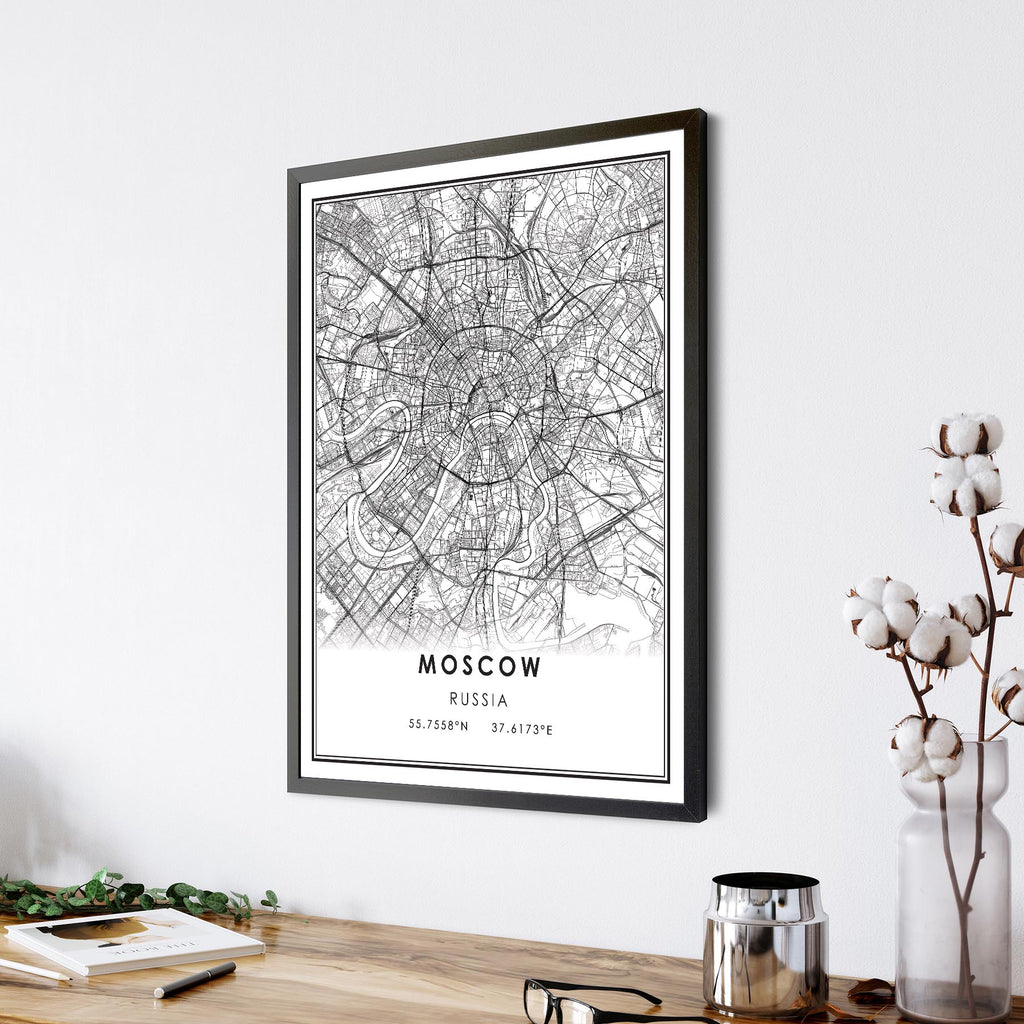 Moscow, Russia Modern Style Map Print 