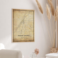 
              Hagar Shores, Michigan Vintage Style Map Print
            