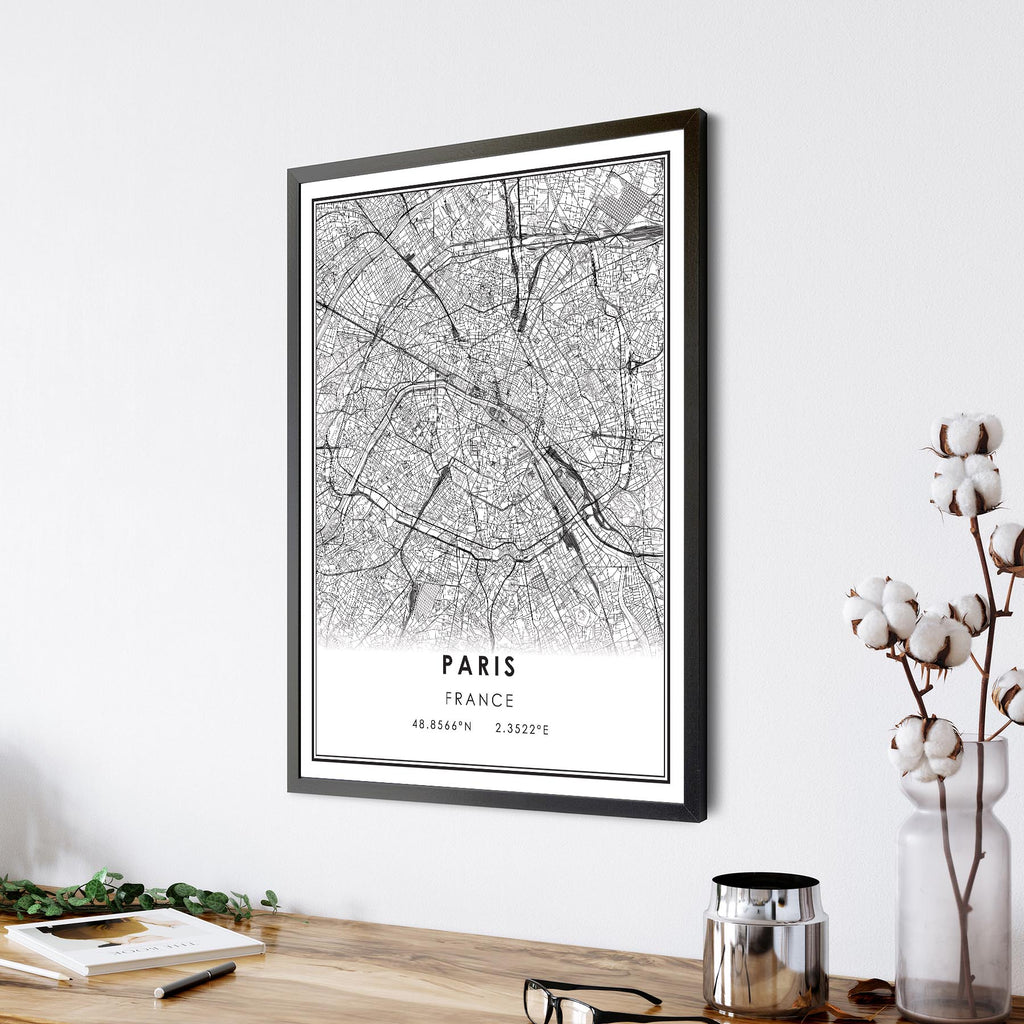 Paris, France Modern Style Map Print 