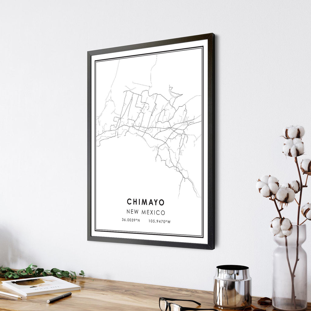 Chimayo, New Mexico Modern Map Print 