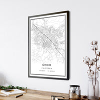 Chico, California Modern Map Print 