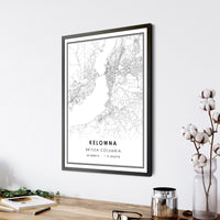 
              Kelowna, British Columbia Modern Style Map Print 
            