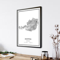 
              Austria, Europe Modern Style Map Print 
            