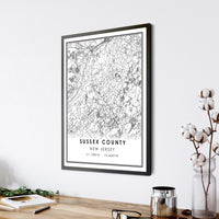 
              Sussex County, New Jersey Modern Map Print
            