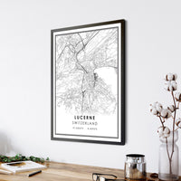Lucerne, Switzerland Modern Style Map Print  