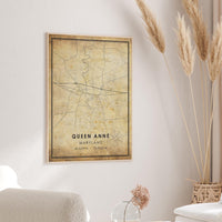 Queen Anne, Maryland Vintage Style Map Print 