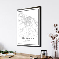 
              Collindwood, Ontario Modern Style Map Print 
            