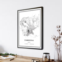 
              Cambodia, Asia Modern Style Map Print 
            