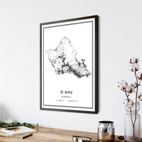 
              Oahu, Hawaii Modern Map Print 
            
