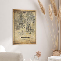 
              Centennial, Colorado Vintage Style Map Print 
            