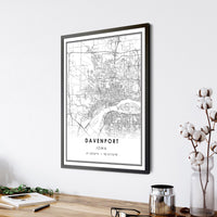 
              Davenport, Iowa Modern Map Print 
            