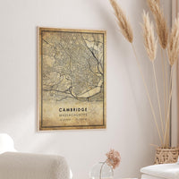 
              Cambridge, Massachusetts Vintage Style Map Print 
            