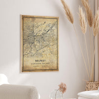 Belfast, Northern Ireland Vintage Style Map Print 