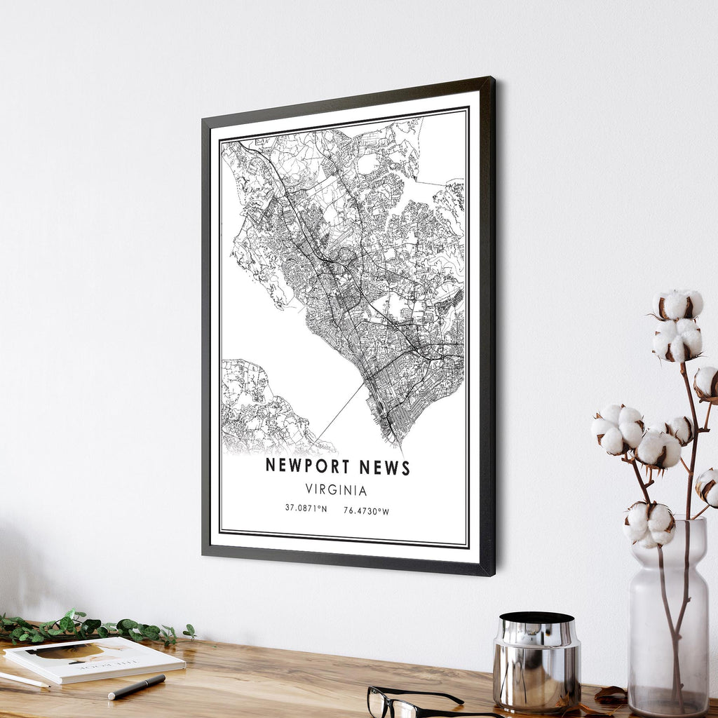 Newport News, Virginia Modern Map Print 
