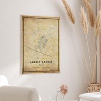 Jaguey Grande, Cuba Vintage Style Map Print