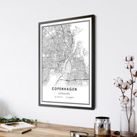 Copenhagen, Denmark Modern Style Map Print 