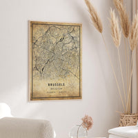 
              Brussels, Belgium Vintage Style Map Print 
            