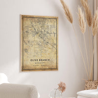Olive Branch, Mississippi Vintage Style Map Print 