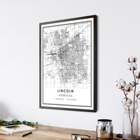 
              Lincoln, Nebraska Modern Map Print 
            