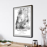 
              Pasco County, Florida Modern Map Print
            