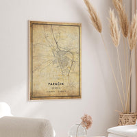 
              Paracin, Serbia Vintage Style Map Print 
            