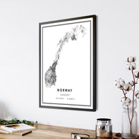 
              Norway, Europe Modern Style Map Print 
            