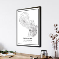 
              Paraguay, South America Modern Style Map Print
            