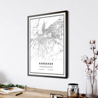 
              Kandahar, Afghanistan Modern Style Map Print 
            