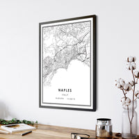 Naples, Italy Modern Style Map Print 