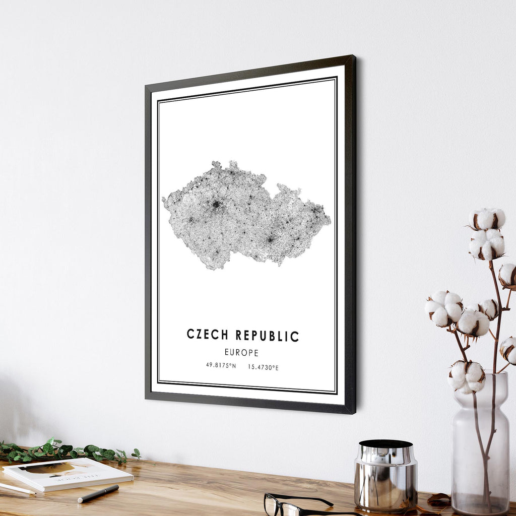 Czech Republic, Europe Modern Style Map Print 