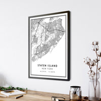 Staten Island, New York Modern Map Print