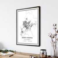 Santa Marta, Colombia Modern Style Map Print 