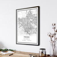 Fresno, California Modern Map Print 