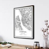 
              Liverpool, England Modern Style Map Print
            