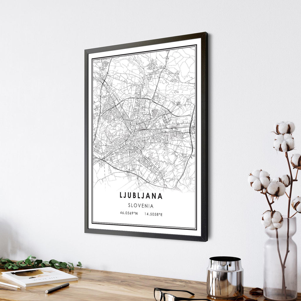 Ljubljana, Slovenia Modern Style Map Print