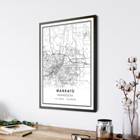 Mankato, Minnesota Modern Map Print 