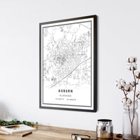 Auburn, Alabama Modern Map Print
